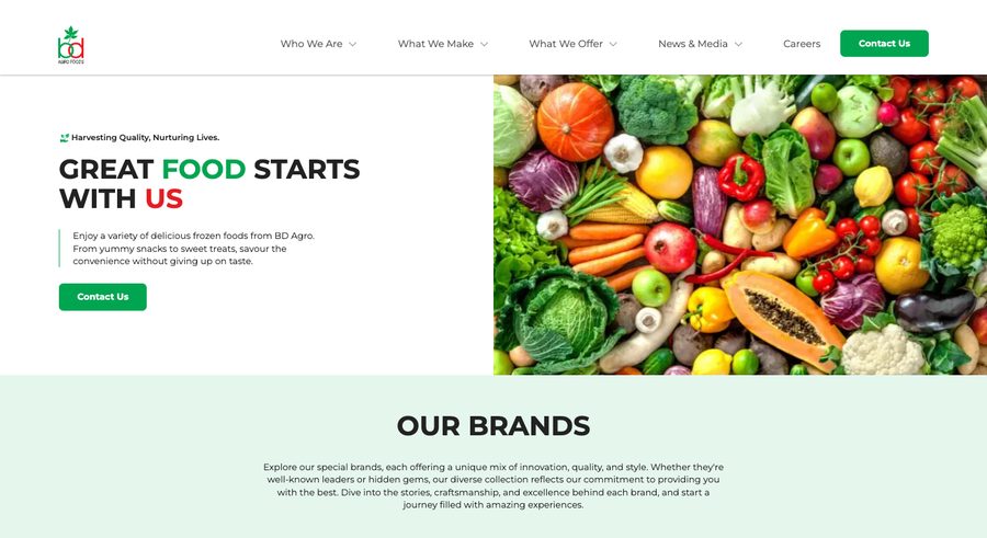 BD Agro Foods website screenshot