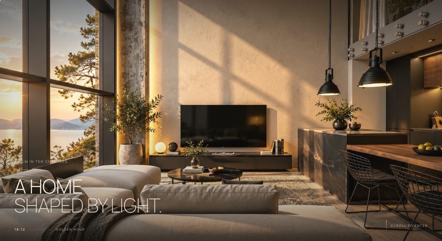Home Shaped by Light concept website by Zero to One