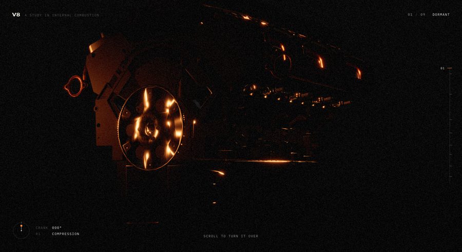 V8 Engine concept website by Zero to One
